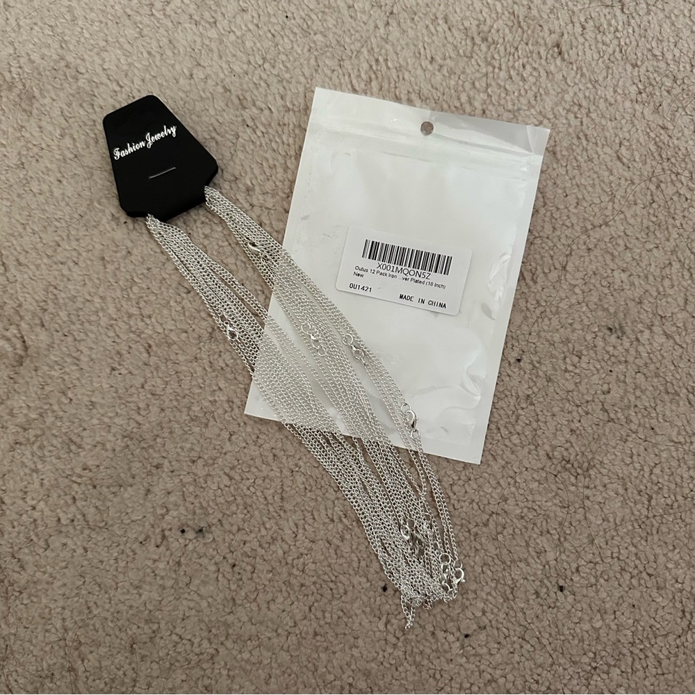 10 Piece 18” Silver Plated Necklace Chains